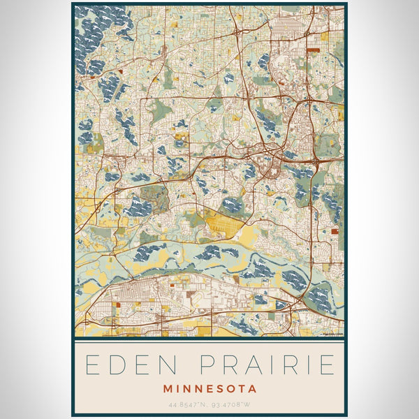 Eden Prairie - Minnesota Map Print in Woodblock