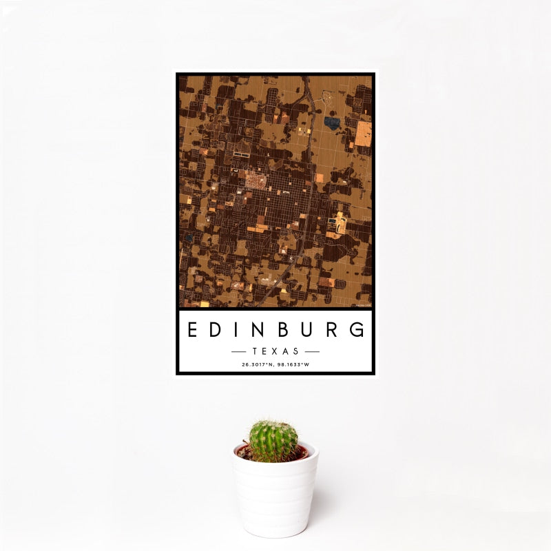 Edinburg - Texas Map Print in Ember