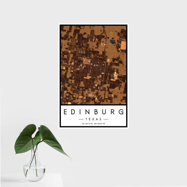 Edinburg - Texas Map Print in Ember