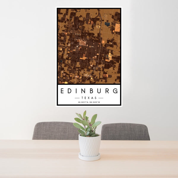 Edinburg - Texas Map Print in Ember