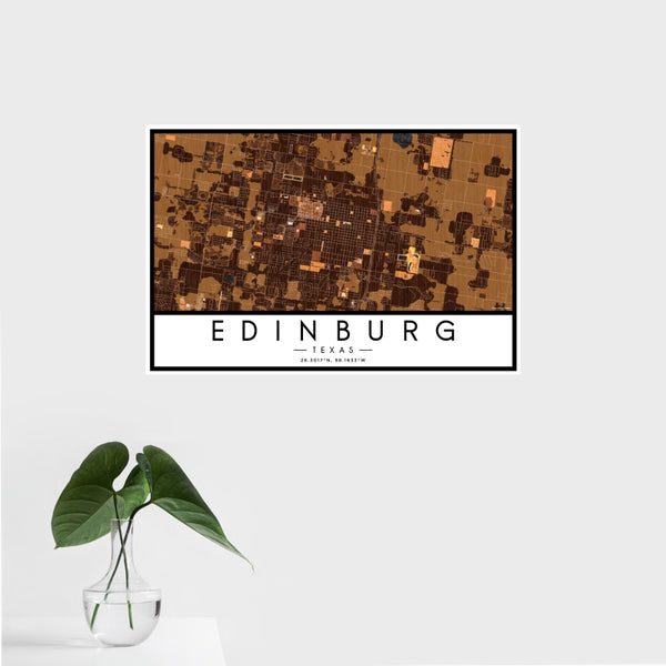 Edinburg - Texas Map Print in Ember