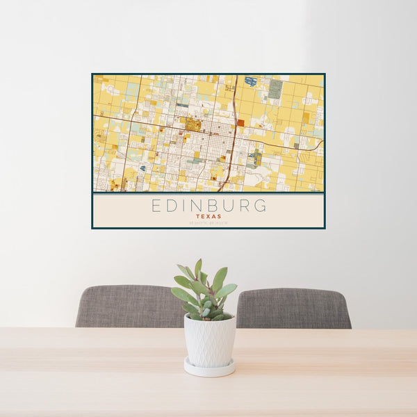 Edinburg - Texas Map Print in Woodblock