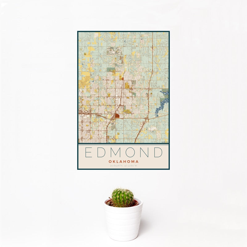 Edmond - Oklahoma Map Print in Woodblock