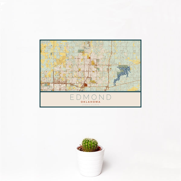 Edmond - Oklahoma Map Print in Woodblock