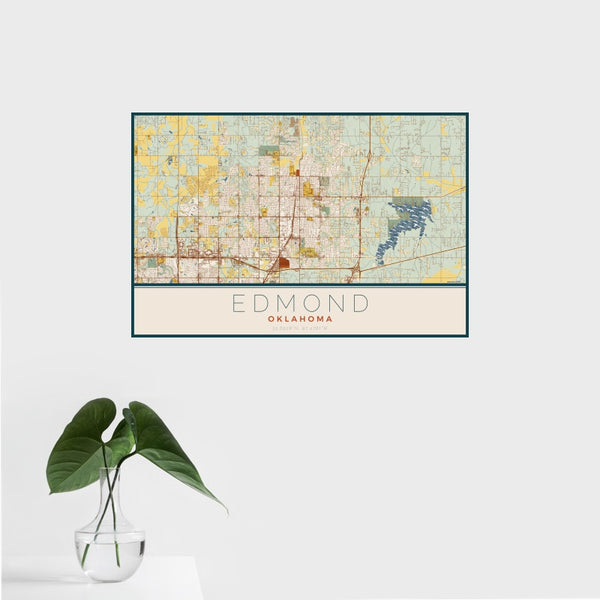 Edmond - Oklahoma Map Print in Woodblock