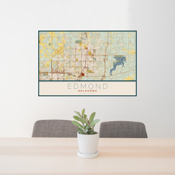 Edmond - Oklahoma Map Print in Woodblock