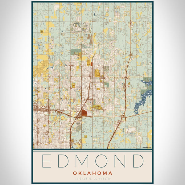 Edmond - Oklahoma Map Print in Woodblock