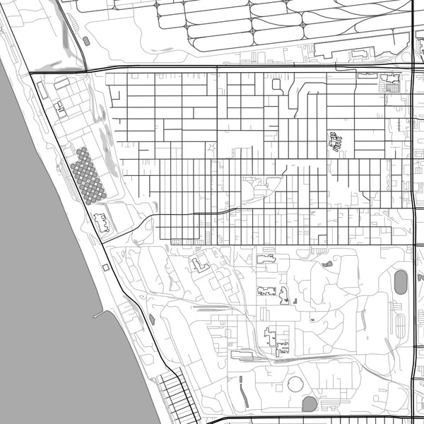 El Segundo California Map Print in Classic Style Zoomed In Close Up Showing Details
