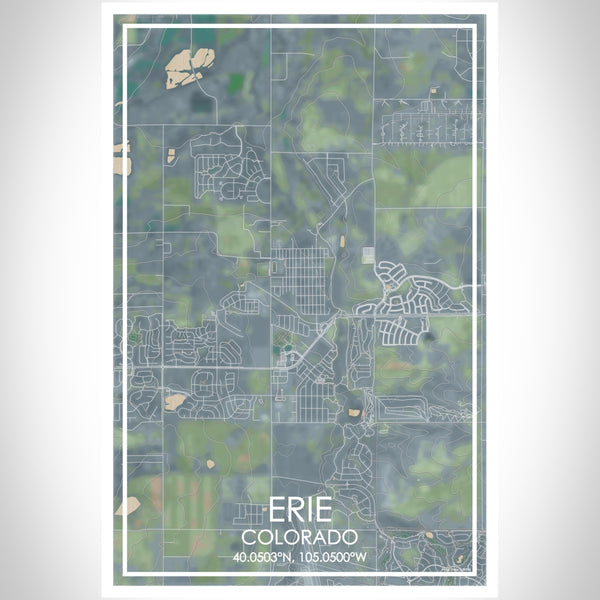 Erie Colorado Map Print Portrait Orientation in Afternoon Style With Shaded Background