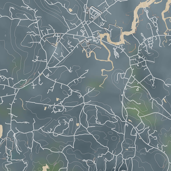 Essex Massachusetts Map Print in Afternoon Style Zoomed In Close Up Showing Details