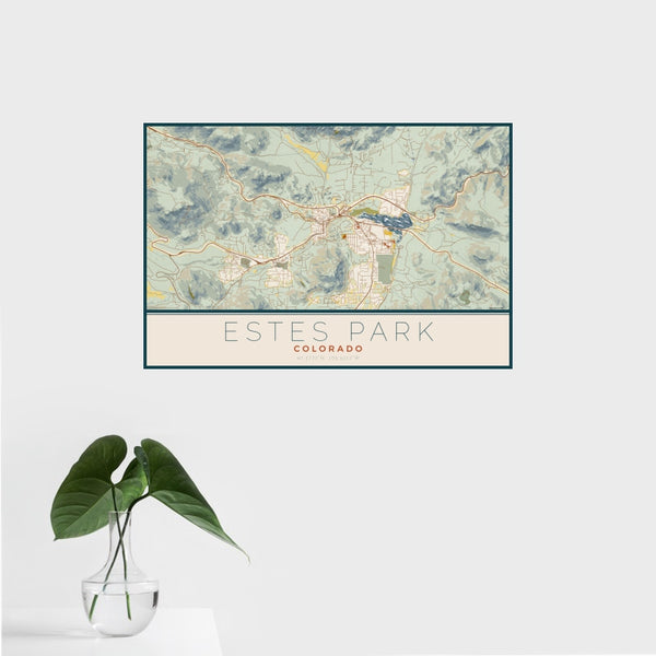 Estes Park - Colorado Map Print in Woodblock