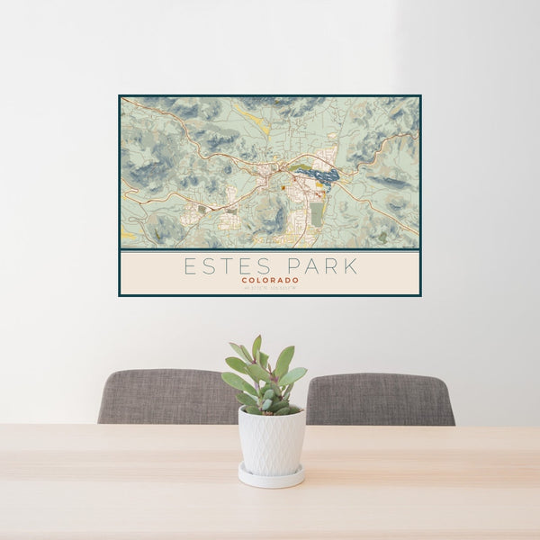 Estes Park - Colorado Map Print in Woodblock