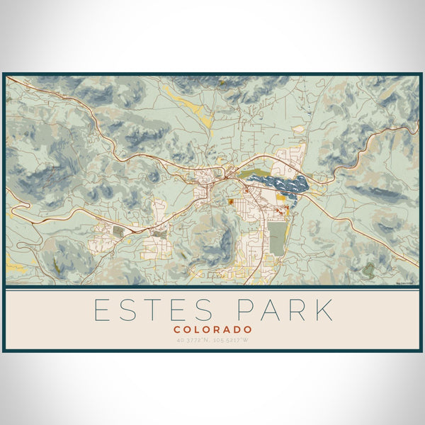 Estes Park - Colorado Map Print in Woodblock