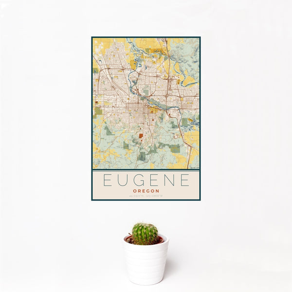 Eugene - Oregon Map Print in Woodblock