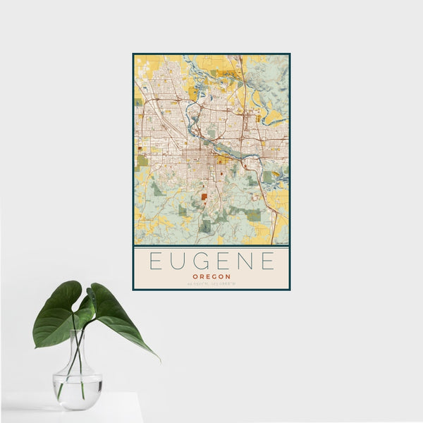 Eugene - Oregon Map Print in Woodblock