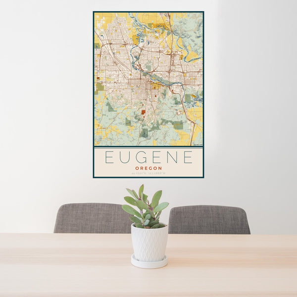 Eugene - Oregon Map Print in Woodblock