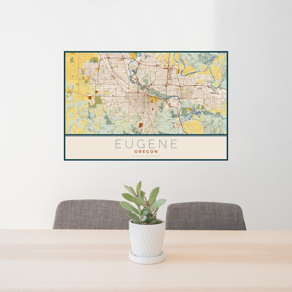 Eugene - Oregon Map Print in Woodblock