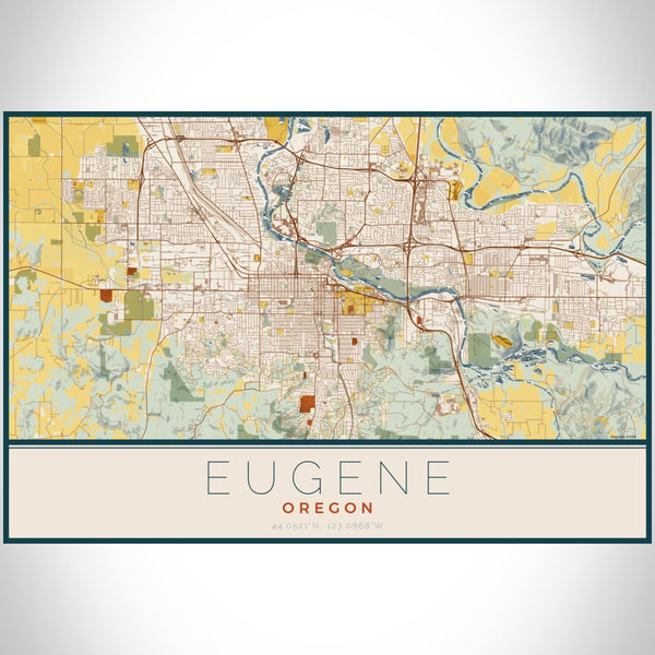Eugene - Oregon Map Print in Woodblock