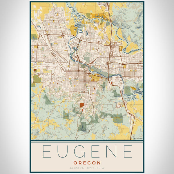 Eugene - Oregon Map Print in Woodblock