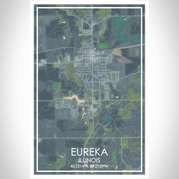 Eureka Illinois Map Print Portrait Orientation in Afternoon Style With Shaded Background