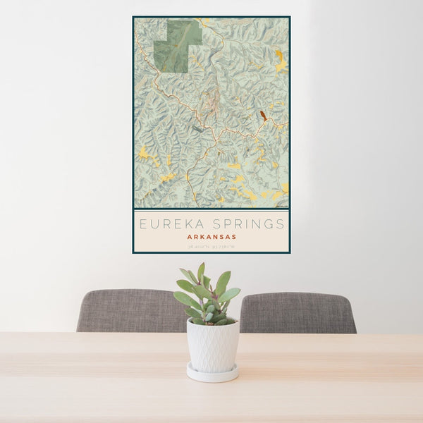 Eureka Springs - Arkansas Map Print in Woodblock