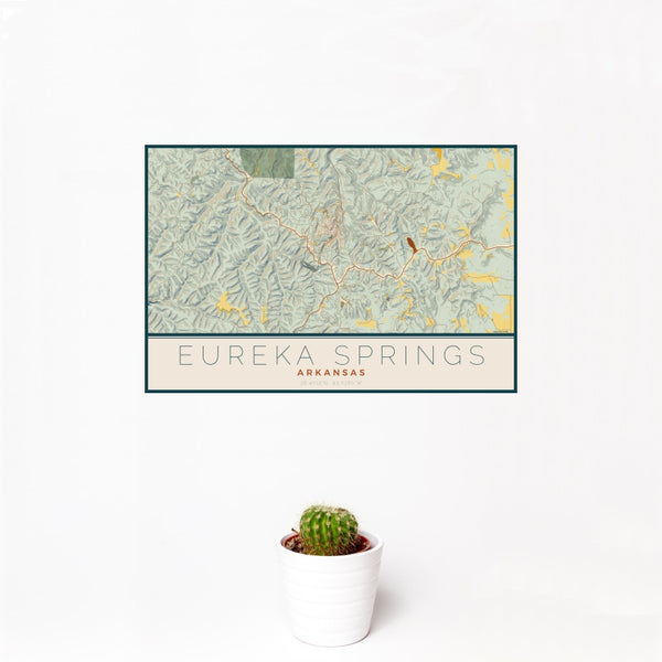 Eureka Springs - Arkansas Map Print in Woodblock