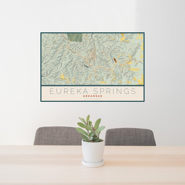 Eureka Springs - Arkansas Map Print in Woodblock