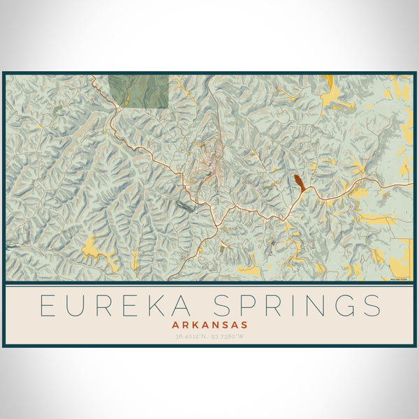 Eureka Springs - Arkansas Map Print in Woodblock