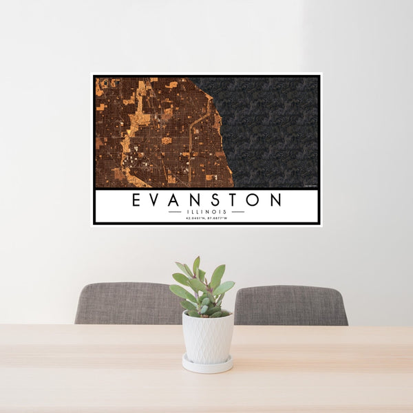 Evanston - Illinois Map Print in Ember