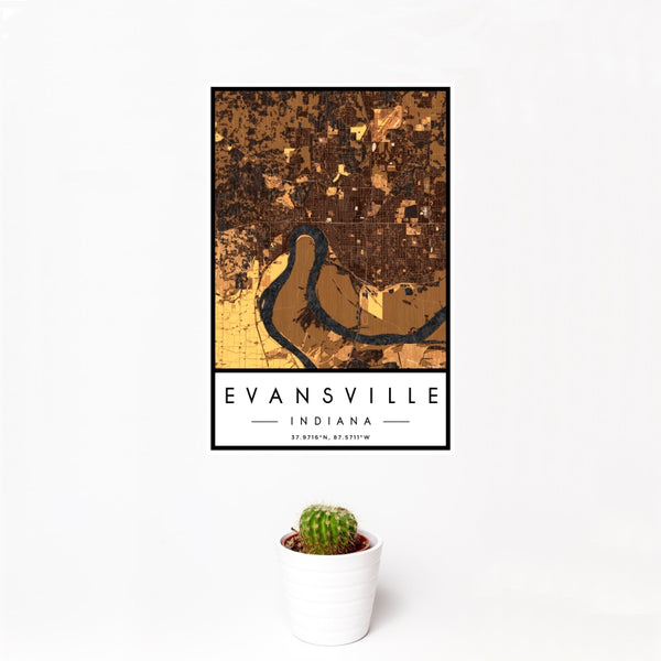 Evansville - Indiana Map Print in Ember