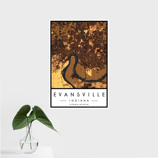 Evansville - Indiana Map Print in Ember
