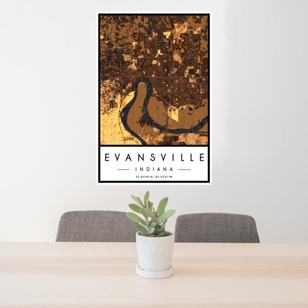 Evansville - Indiana Map Print in Ember