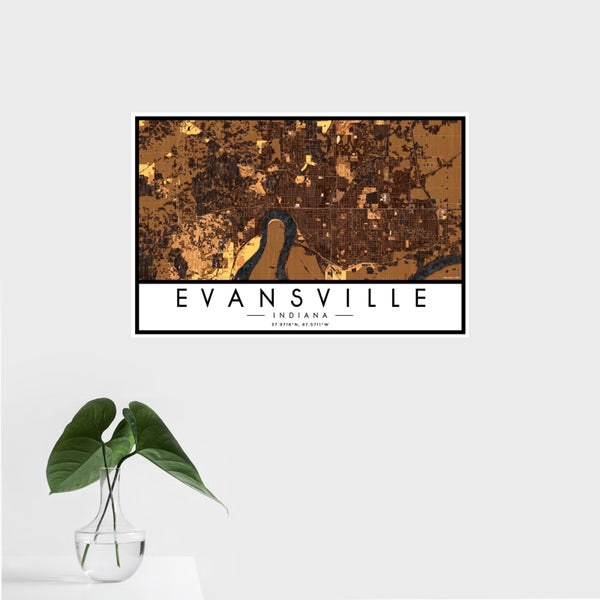Evansville - Indiana Map Print in Ember