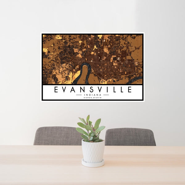 Evansville - Indiana Map Print in Ember