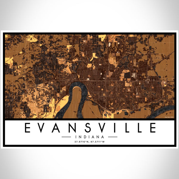 Evansville - Indiana Map Print in Ember