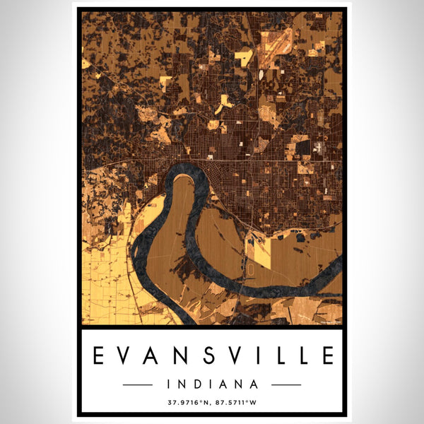 Evansville - Indiana Map Print in Ember