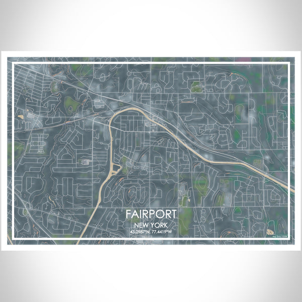 Fairport New York Map Print Landscape Orientation in Afternoon Style With Shaded Background