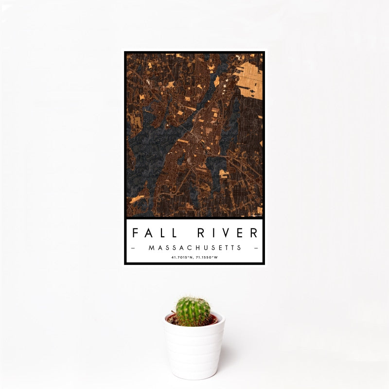 Fall River - Massachusetts Map Print in Ember