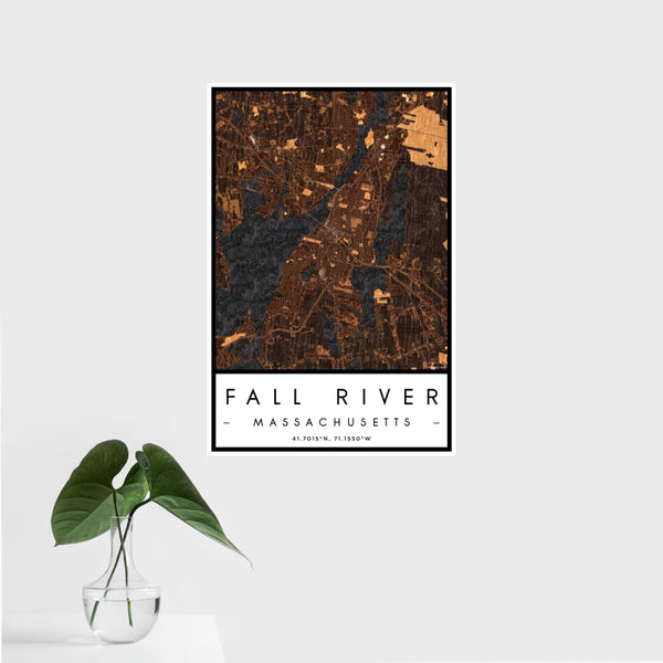 Fall River - Massachusetts Map Print in Ember