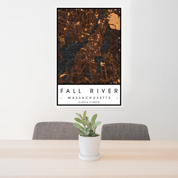 Fall River - Massachusetts Map Print in Ember