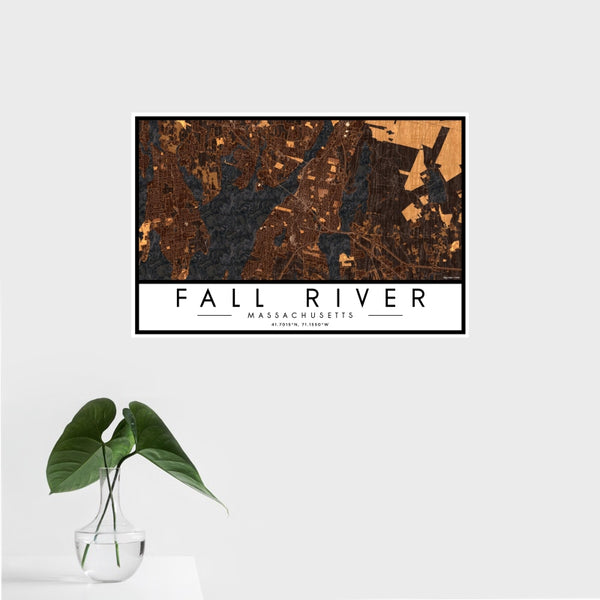 Fall River - Massachusetts Map Print in Ember
