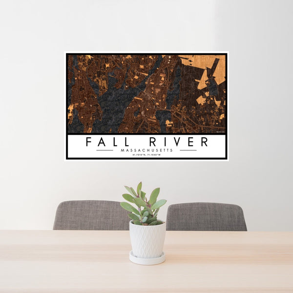 Fall River - Massachusetts Map Print in Ember