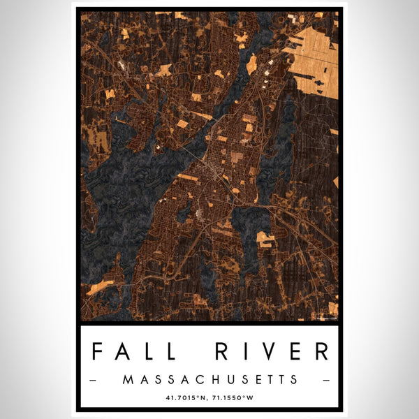 Fall River - Massachusetts Map Print in Ember