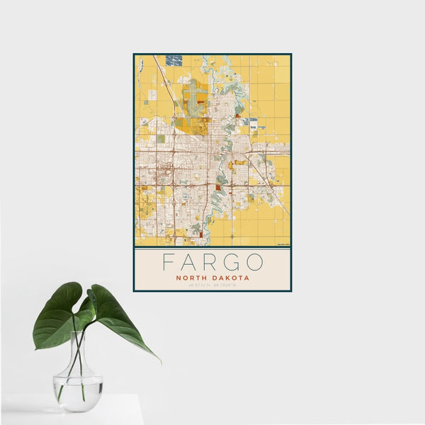 Fargo - North Dakota Map Print in Woodblock