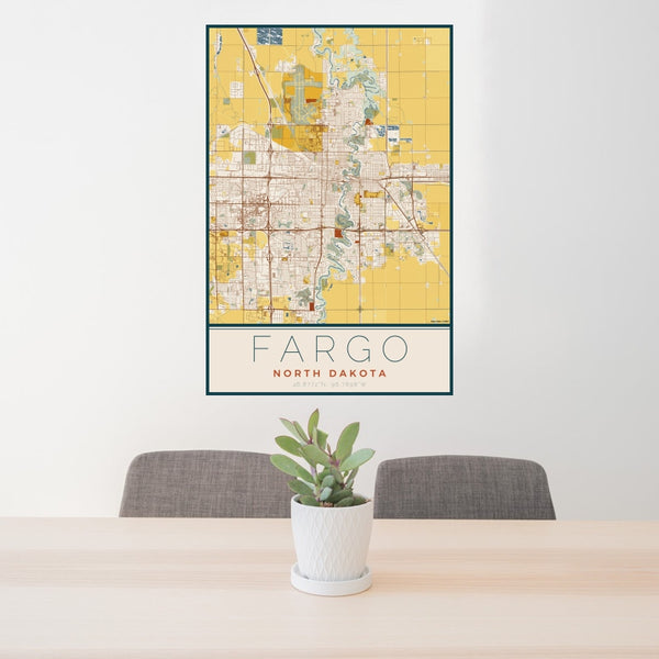 Fargo - North Dakota Map Print in Woodblock