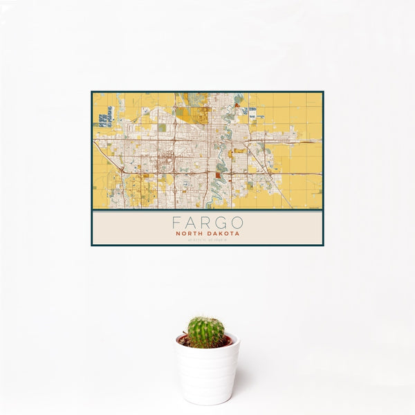 Fargo - North Dakota Map Print in Woodblock
