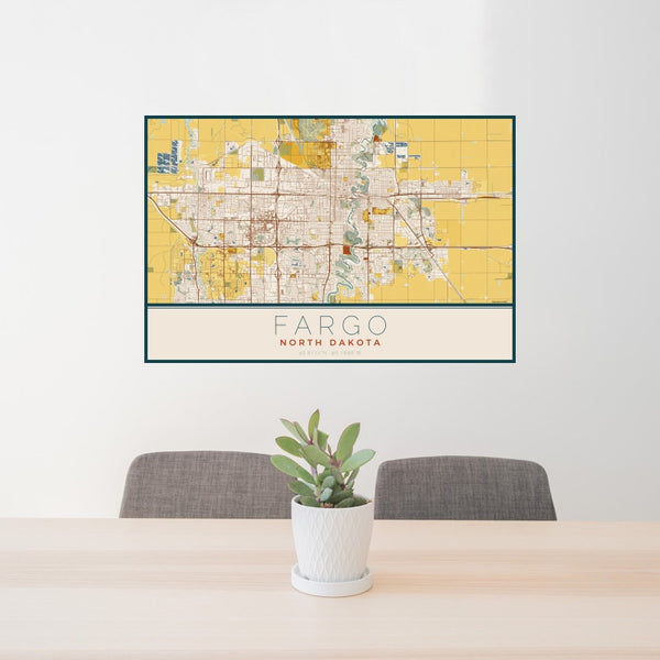 Fargo - North Dakota Map Print in Woodblock