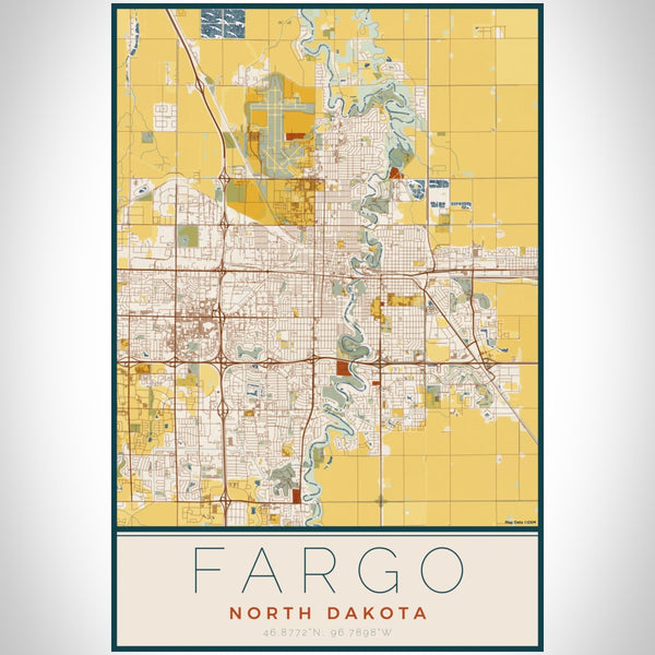 Fargo - North Dakota Map Print in Woodblock