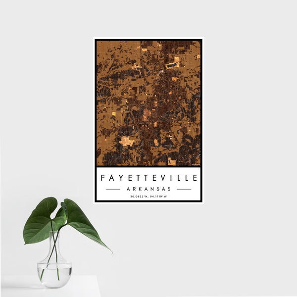Fayetteville - Arkansas Map Print in Ember