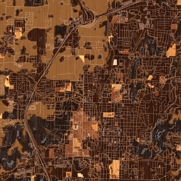 Fayetteville - Arkansas Map Print in Ember